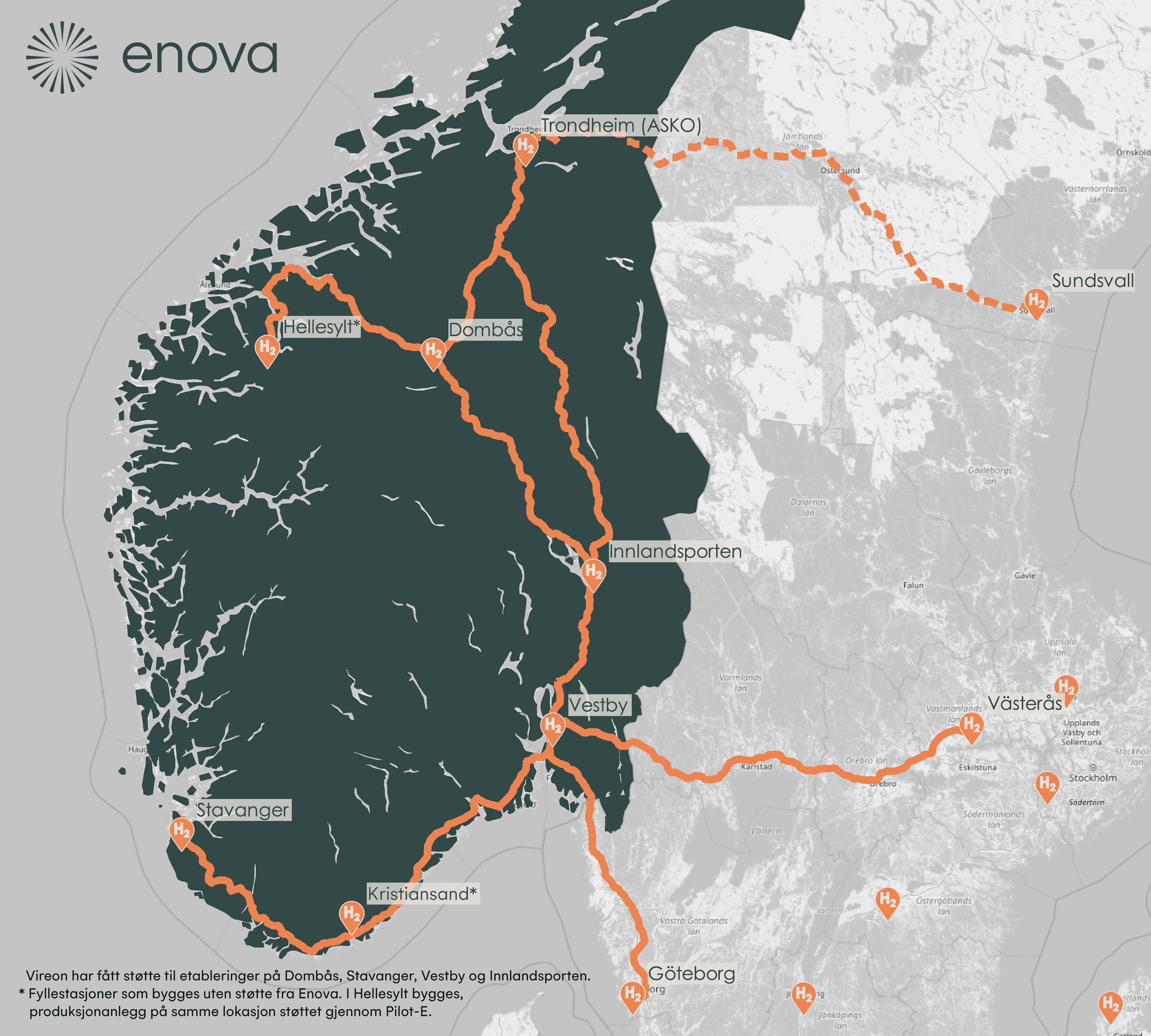 Plassering og planlagte åpning av fyllestasjonen