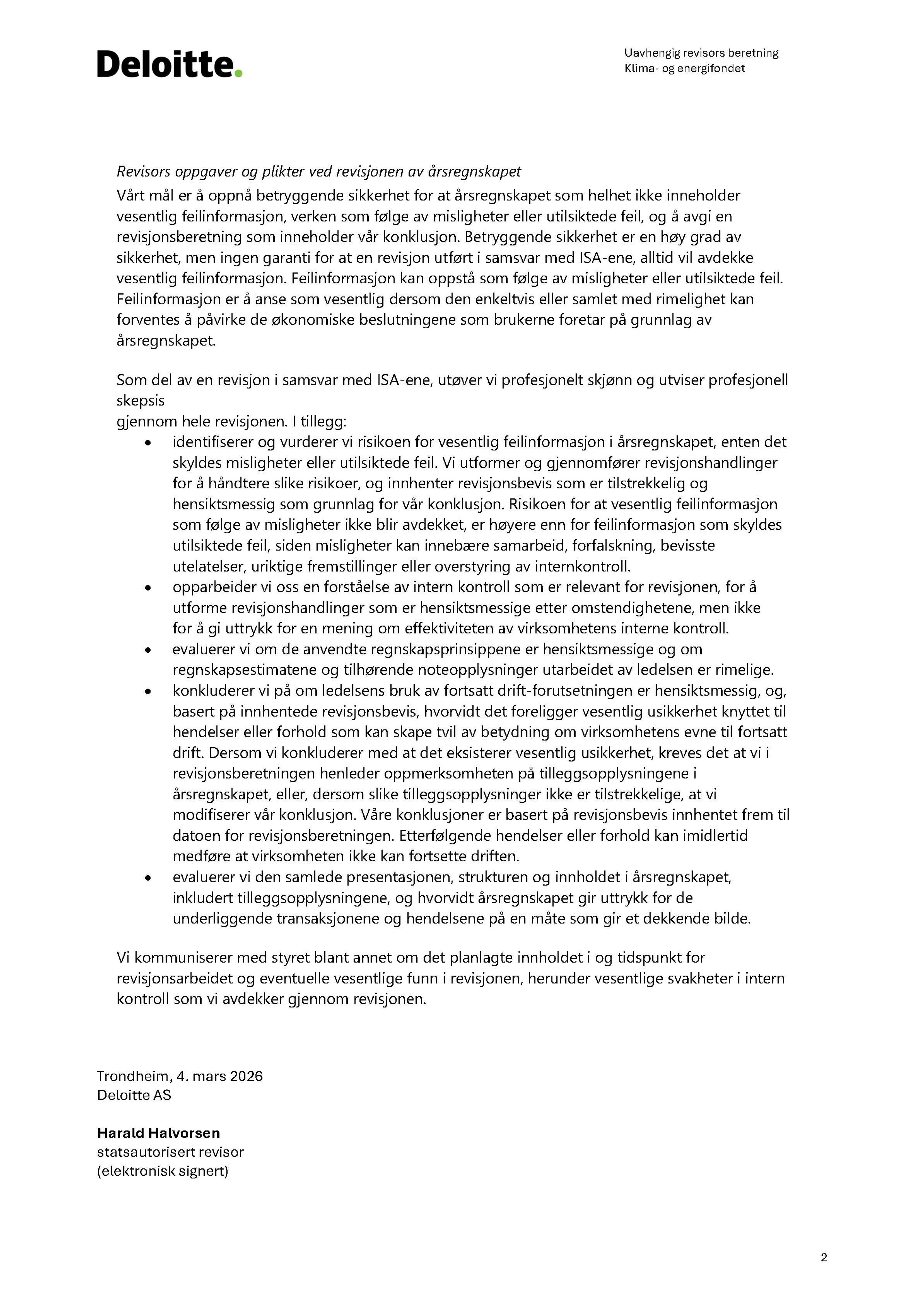 Enova SF - Uavhengig revisors beretning